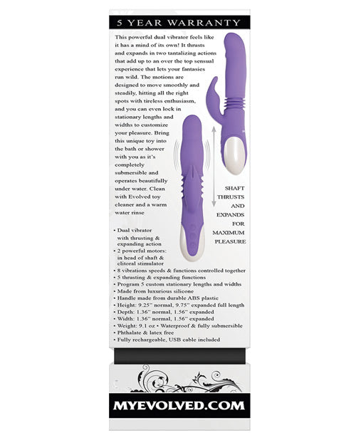 Evolved Thick Thrusting Vibrator | Bunny Dual Stim Waterproof Rechargeable Purple | Best Vibrator for Women