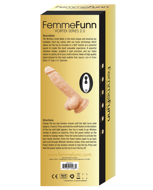 Femme Funn Vibrating Dildo | Turbo Baller 2.0 Big Dildo | Nude Suction Cup Dildo