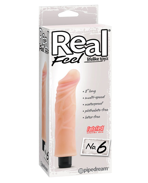 Real Feel No. 6 Long 8" Vibe Waterproof - Multi-speed Flesh