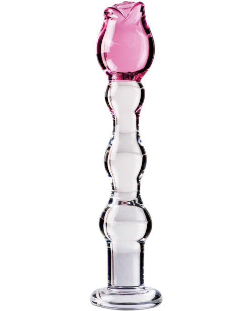 Icicles No 12 Realistic Dildo | Hand Blown Glass Dildo Massager | Clear Rose Tip Big Dildo