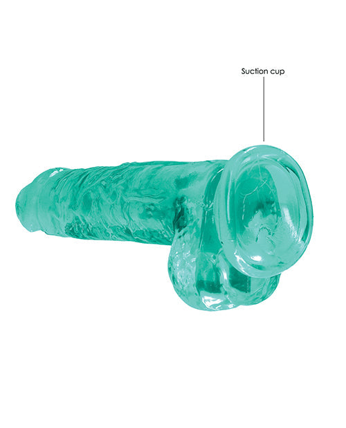 Shots RealRock Realistic Dildo | Clear 8" Big Dildo with Balls | Turquoise Suction Cup Dildo