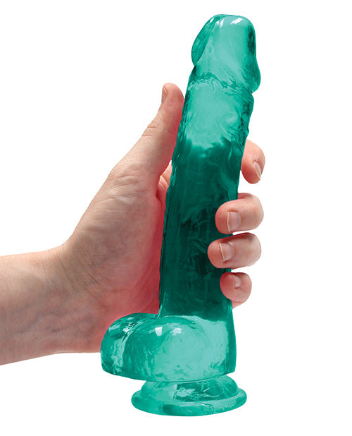 Shots RealRock Realistic Dildo | Clear 8" Big Dildo with Balls | Turquoise Suction Cup Dildo