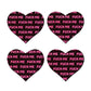 Pastease Petites Fuck Me Hearts - Black/Pink O/S