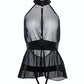 Adore Be My Baby Sheer Mesh Harness Babydoll & Open Panty Black O/S
