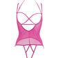 Allure Angelina Sheer Mesh Under Bust Teddy Hot Pink L/XL