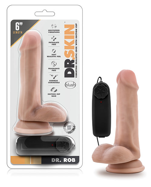 Blush Dr Rob Vibrating Dildo | 6" Big Dildo |  Vanilla Suction Cup Dildo
