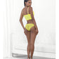 Neon Lace Corset Top w/Ring Accent & Panty Neon Lime LG