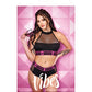 Vibes Pussy Power Micro-Net Halter Top & Booty Short Black L/XL