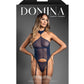Domina Sheer Mesh Gartered Bustier w/Detachable Choker & G-String 2 pc Set - Navy S/M