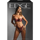 Edge Lace and Mesh Underwire Bra & Crotchless Panty w/Lace-up Detail - Burgundy L/XL
