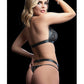 Wide Strap Halter Bra w/Cut Outs & Thong Black O/S