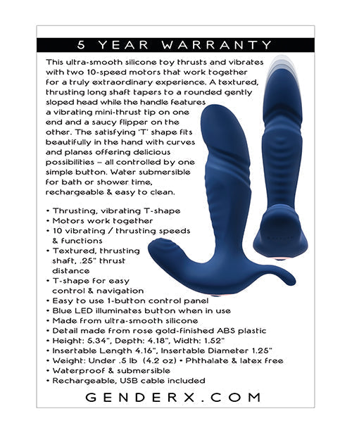 Gender X Thrusting Vibrator | True Blue 10x Curved Blue G Spot Vibrator | Best Vibrator for Women