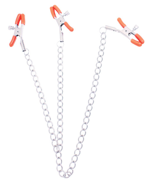 9's Orange is the New Black Triple Your Pleasure Clamps & Chain