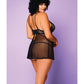 Soft Mesh Babydoll & G-String Black 1X
