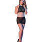 Sexy Time Courtney Polka Dot Mesh Halter & Skirt Black L/XL
