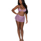 Girl Next Door Strappy Bralette w/Flirty Thong Skirt Lilac L/XL