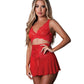 Sugar High Bralette w/Garter & Panty 3 pc Set - Red L/XL