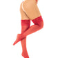 Sheer Thigh High w/Stay Up Silicone Lace Top Red O/S