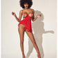 Heart Open Cup Babydoll & G-String Red S/M