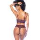 Underwire Bustier w/Removable Straps & High Waisted Thong 2 pc Set - Mulberry XL