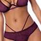 Dot Mesh Underwire Top w/Open Back Panty - Wine S/M