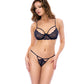 Lace Underwire Top w/Peek-a-Boo G-String & Garter - Midnight Blue S/M