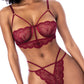 Lace Underwire Top w/Thong 2 pc Set - Rosewood S/M