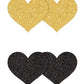 Pretty Pasties Glitter Hearts Black/Gold - 2 Pair
