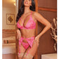 Aphrodite Lace Keyhole Bralette w/Garters & G-String - Raspberry L/XL