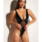 FETISH Limitless Soft Cup High Leg Vinyl & Mesh Teddy Black L/XL