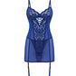 Kehlani Underwire Babydoll w/Detachable Garters & G-String - Cobalt Blue L/XL