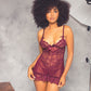 Valentine Lacey Babydoll w/G-String - Zinfandel LG