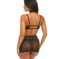 Perla Lace 3 pc Set w/Pearl Details - Black L/XL